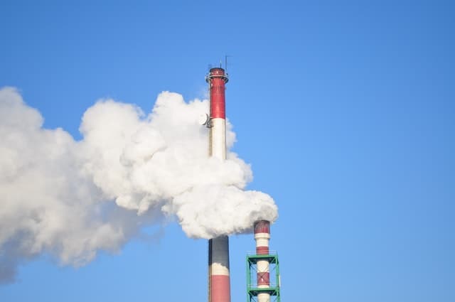 Factory chimneys polluting the atmosphere.